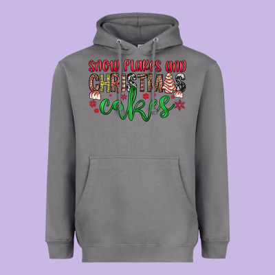 Snowflakes And Christmas Cakes Heavyweight Hoodie Designed By Jahusdesignshop