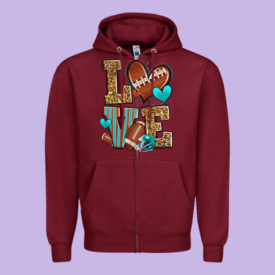 Love American Football Zipper Hoodie Designed By Zillion Design Studio