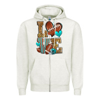 Oatmeal Heather love american football Zipper Hoodie - Zillion Design Studio