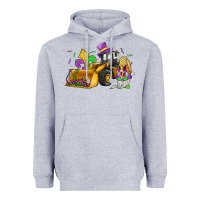 Heather Grey mardi gras gnome bulldozer Heavyweight Hoodie - JahusDesignShop