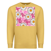 Antique Gold breast cancer awareness with daisy and heart seamless pattern Premium Sweatshirt - BundleAndBundleShop