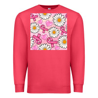 Cardinal breast cancer awareness with daisy and heart seamless pattern Premium Sweatshirt - BundleAndBundleShop