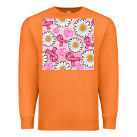 Carrot breast cancer awareness with daisy and heart seamless pattern Premium Sweatshirt - BundleAndBundleShop