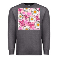 Charcoal Heather breast cancer awareness with daisy and heart seamless pattern Premium Sweatshirt - BundleAndBundleShop