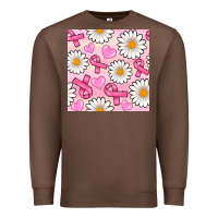 Chestnut breast cancer awareness with daisy and heart seamless pattern Premium Sweatshirt - BundleAndBundleShop