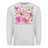 Dove Grey breast cancer awareness with daisy and heart seamless pattern Premium Sweatshirt - BundleAndBundleShop
