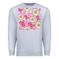 Heather Grey breast cancer awareness with daisy and heart seamless pattern Premium Sweatshirt - BundleAndBundleShop