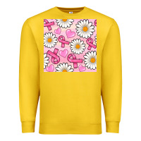 Lemon breast cancer awareness with daisy and heart seamless pattern Premium Sweatshirt - BundleAndBundleShop