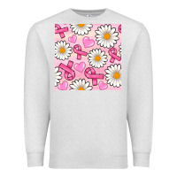 Oatmeal Heather breast cancer awareness with daisy and heart seamless pattern Premium Sweatshirt - BundleAndBundleShop