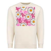 Sandshell breast cancer awareness with daisy and heart seamless pattern Premium Sweatshirt - BundleAndBundleShop
