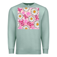 Seafoam breast cancer awareness with daisy and heart seamless pattern Premium Sweatshirt - BundleAndBundleShop