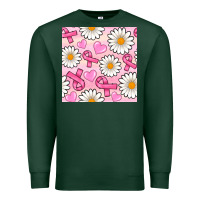 Sports Green breast cancer awareness with daisy and heart seamless pattern Premium Sweatshirt - BundleAndBundleShop