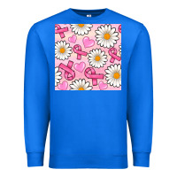 True Royal breast cancer awareness with daisy and heart seamless pattern Premium Sweatshirt - BundleAndBundleShop