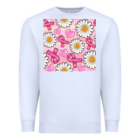 White breast cancer awareness with daisy and heart seamless pattern Premium Sweatshirt - BundleAndBundleShop