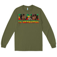 Army Green black is beautiful juneteenth Long Sleeve Tee - texasbilliewilder