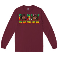 Burgundy black is beautiful juneteenth Long Sleeve Tee - texasbilliewilder