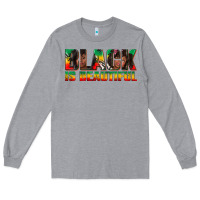 Heather Grey black is beautiful juneteenth Long Sleeve Tee - texasbilliewilder