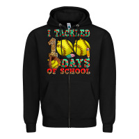 Black i tackled 100 days of school softball Zipper Hoodie - Zillion Design Studio