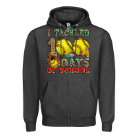 Charcoal Heather i tackled 100 days of school softball Zipper Hoodie - Zillion Design Studio
