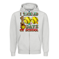 Dove Grey i tackled 100 days of school softball Zipper Hoodie - Zillion Design Studio
