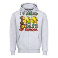 Heather Grey i tackled 100 days of school softball Zipper Hoodie - Zillion Design Studio