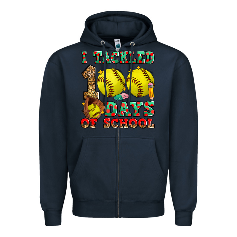 I Tackled 100 Days Of School Softball Zipper Hoodie by Zillion Design Studio | Teevron