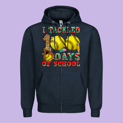 I Tackled 100 Days Of School Softball Zipper Hoodie Designed By Zillion Design Studio