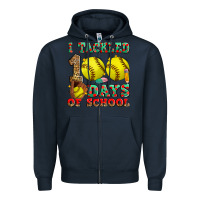 Navy i tackled 100 days of school softball Zipper Hoodie - Zillion Design Studio