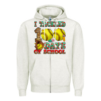 Oatmeal Heather i tackled 100 days of school softball Zipper Hoodie - Zillion Design Studio