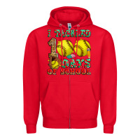 Red i tackled 100 days of school softball Zipper Hoodie - Zillion Design Studio