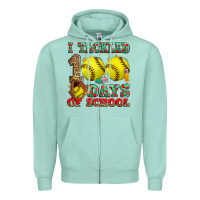 Seafoam i tackled 100 days of school softball Zipper Hoodie - Zillion Design Studio