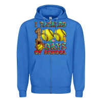 True Royal i tackled 100 days of school softball Zipper Hoodie - Zillion Design Studio