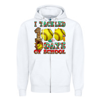 White i tackled 100 days of school softball Zipper Hoodie - Zillion Design Studio