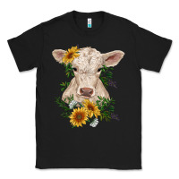 Black charolais calf with sunflowers Classic Tee - RanaPortraitStore