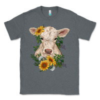 Charcoal Heather charolais calf with sunflowers Classic Tee - RanaPortraitStore