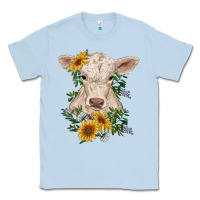 Dusty Blue charolais calf with sunflowers Classic Tee - RanaPortraitStore