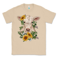 Mushroom charolais calf with sunflowers Classic Tee - RanaPortraitStore