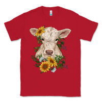 Red charolais calf with sunflowers Classic Tee - RanaPortraitStore