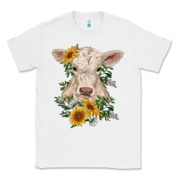 White charolais calf with sunflowers Classic Tee - RanaPortraitStore