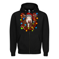Black christmas horseshoe with hereford cow Zipper Hoodie - RanaPortraitStore
