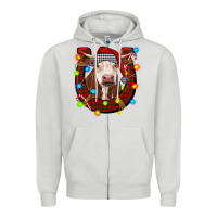Dove Grey christmas horseshoe with hereford cow Zipper Hoodie - RanaPortraitStore