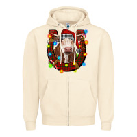 Sandshell christmas horseshoe with hereford cow Zipper Hoodie - RanaPortraitStore