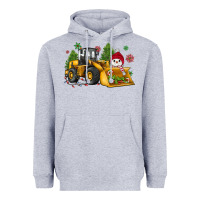 Heather Grey christmas bulldozer snowman Heavyweight Hoodie - JahusDesignShop