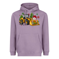 Lavender christmas bulldozer snowman Heavyweight Hoodie - JahusDesignShop
