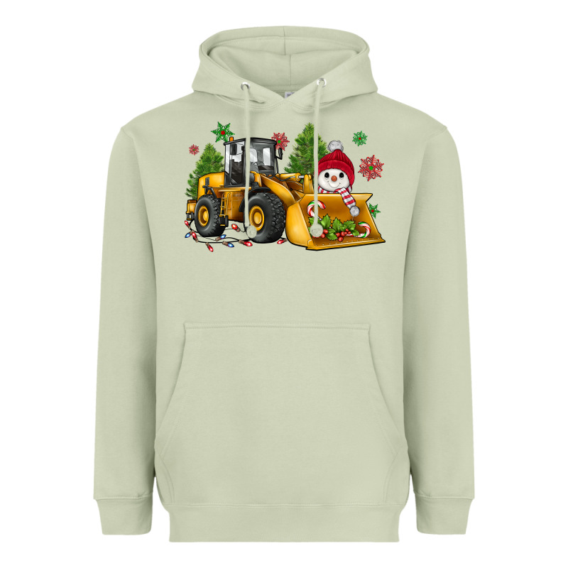 Christmas Bulldozer Snowman Heavyweight Hoodie by JahusDesignShop | Teevron