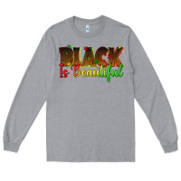 Heather Grey black is beautiful juneteenth Long Sleeve Tee - texasbilliewilder