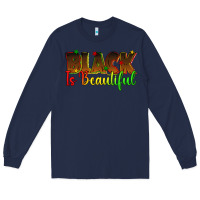 Navy black is beautiful juneteenth Long Sleeve Tee - texasbilliewilder