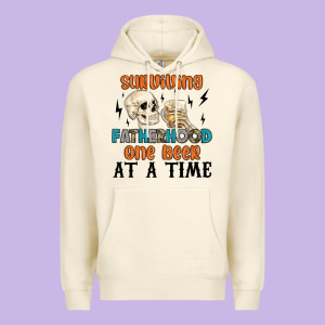 Surviving Fatherhood One Beer At A Time Premium Hoodie Designed By Maliassmallbusiness
