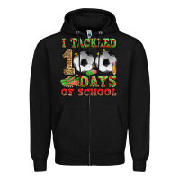 Black i tackled 100 days of school soccer Zipper Hoodie - Zillion Design Studio