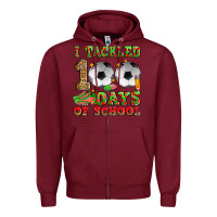 Burgundy i tackled 100 days of school soccer Zipper Hoodie - Zillion Design Studio